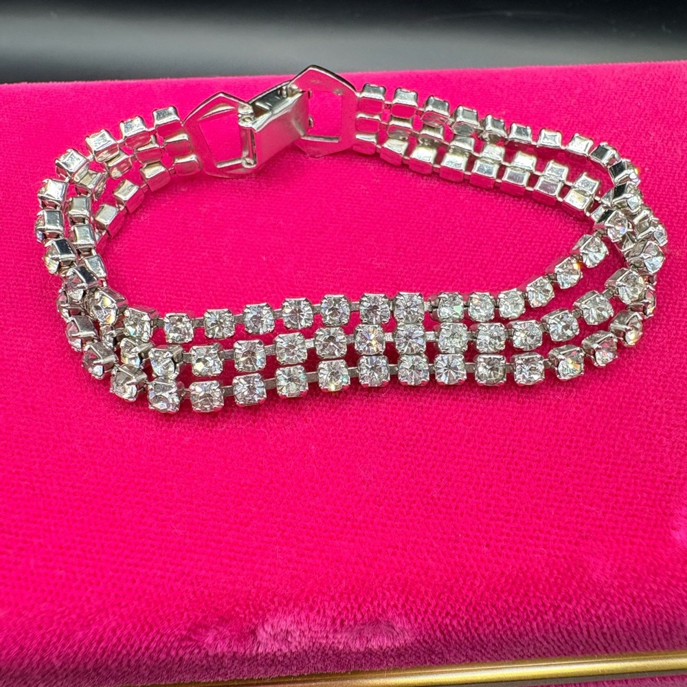 Sparkling Vintage Silver Crystal Bracelet
